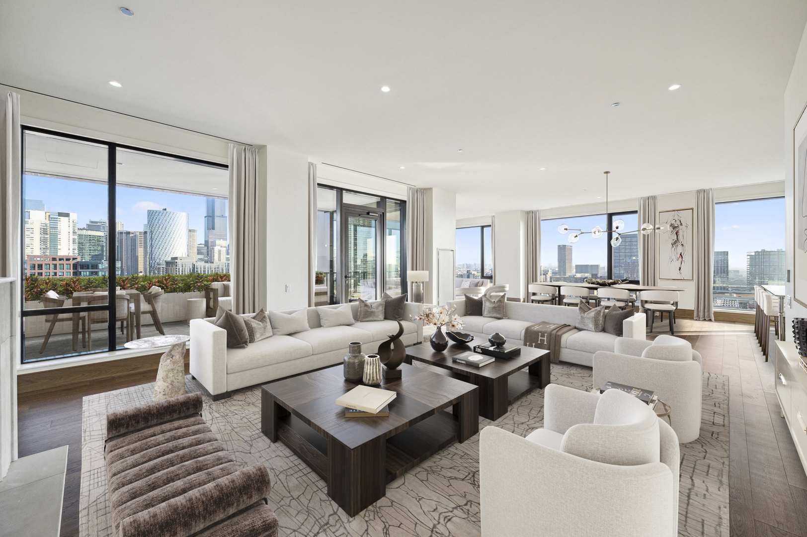 21 North May Street, Unit 1401 Chicago, IL 60607 - Photo 5 of 47 a living room with furniture and a large window