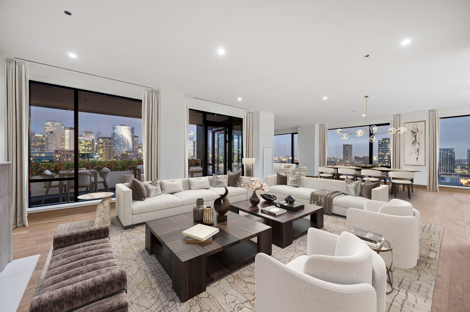 21 North May Street, Unit 1401 Chicago, IL 60607 - Photo 6 of 47 a living room with lots of furniture and a large window