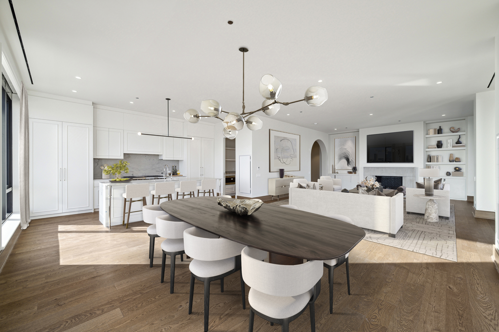 21 North May Street, Unit 1401 Chicago, IL 60607 - Photo 7 of 47 a large kitchen with a table and chairs