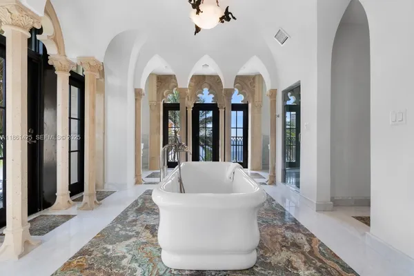 a view of a room with an ocean