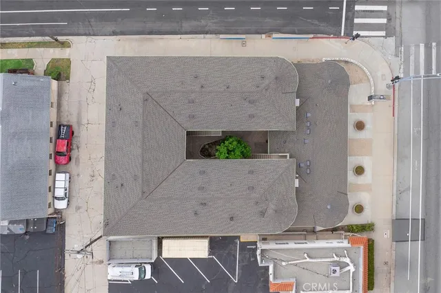 an aerial view of a house
