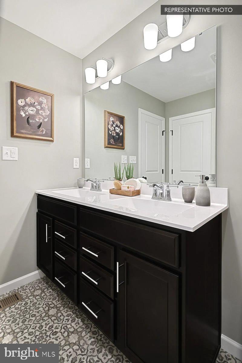 Sweet Birch Plan At Hills Spring Grove, PA 17362 - Photo 27 of 47 a bathroom with a sink vanity and a mirror