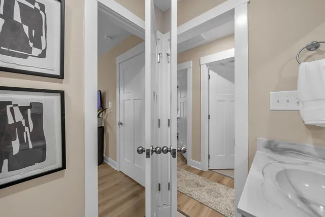 a view of a bathroom sink and tub