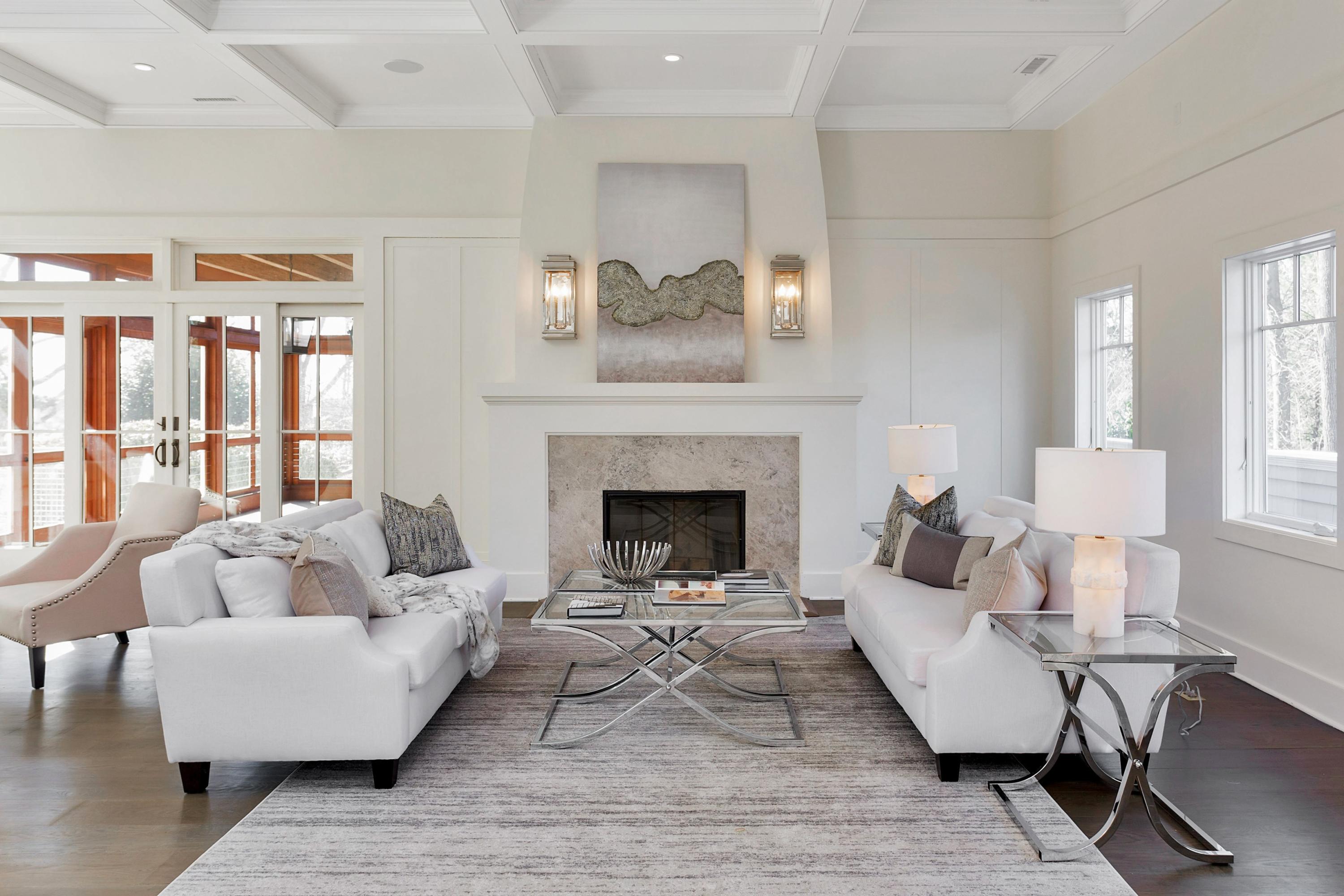 9 Searles Road Darien, CT 06820 - Photo 4 of 40 a living room with furniture and a fireplace