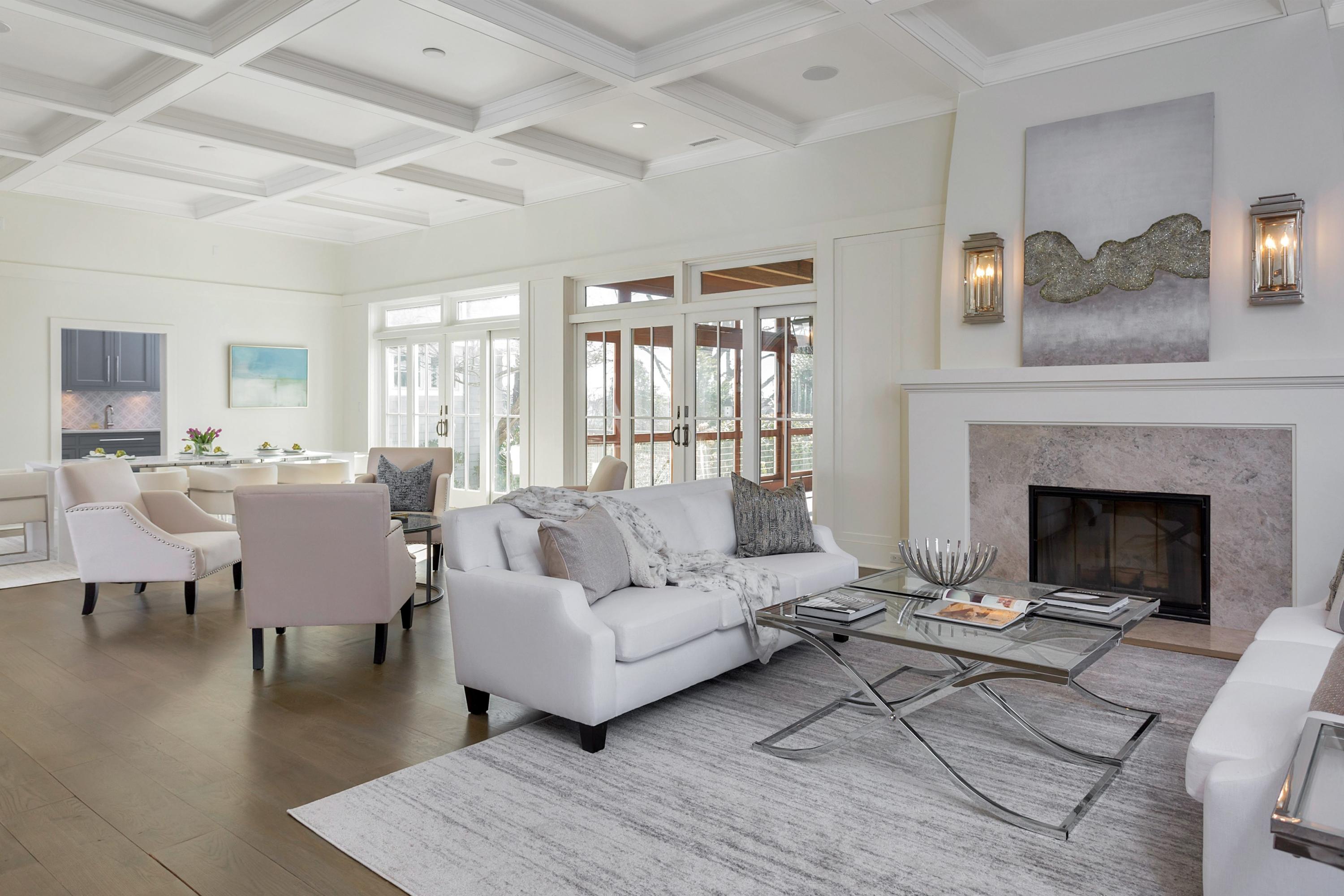 9 Searles Road Darien, CT 06820 - Photo 5 of 40 a living room with fireplace furniture and a wooden floor