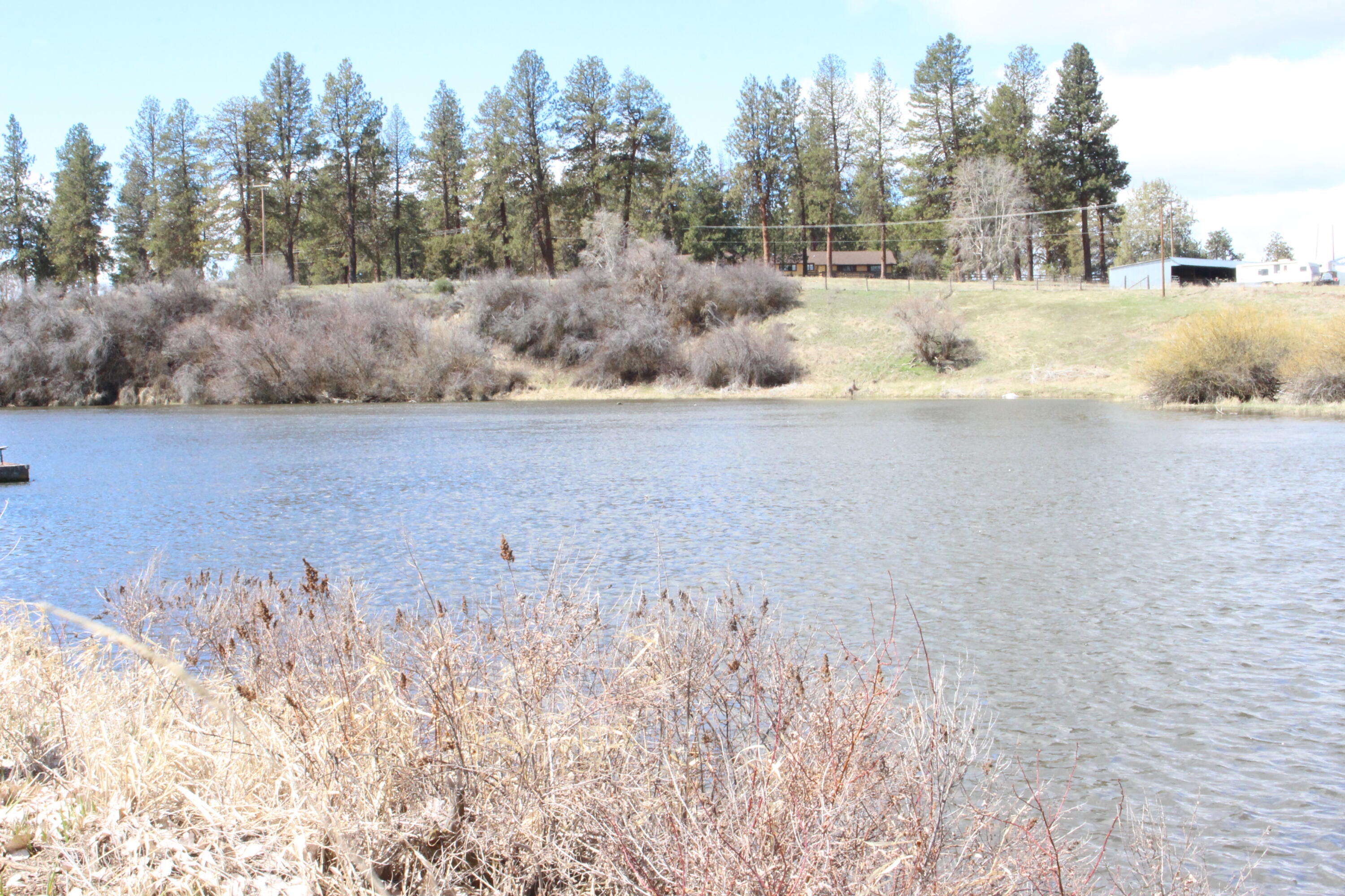 Lookiing across the river to the ranch that is there.