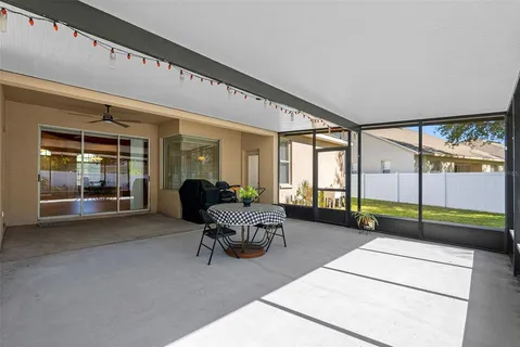 an aerial view of a house with a garden