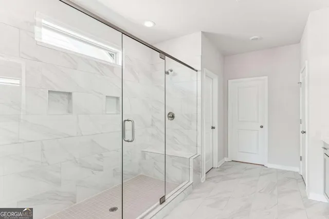 a bathroom with a shower