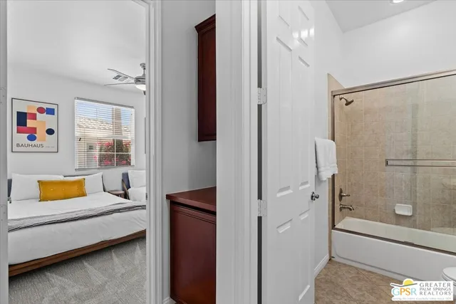 a building outdoor space with patio furniture