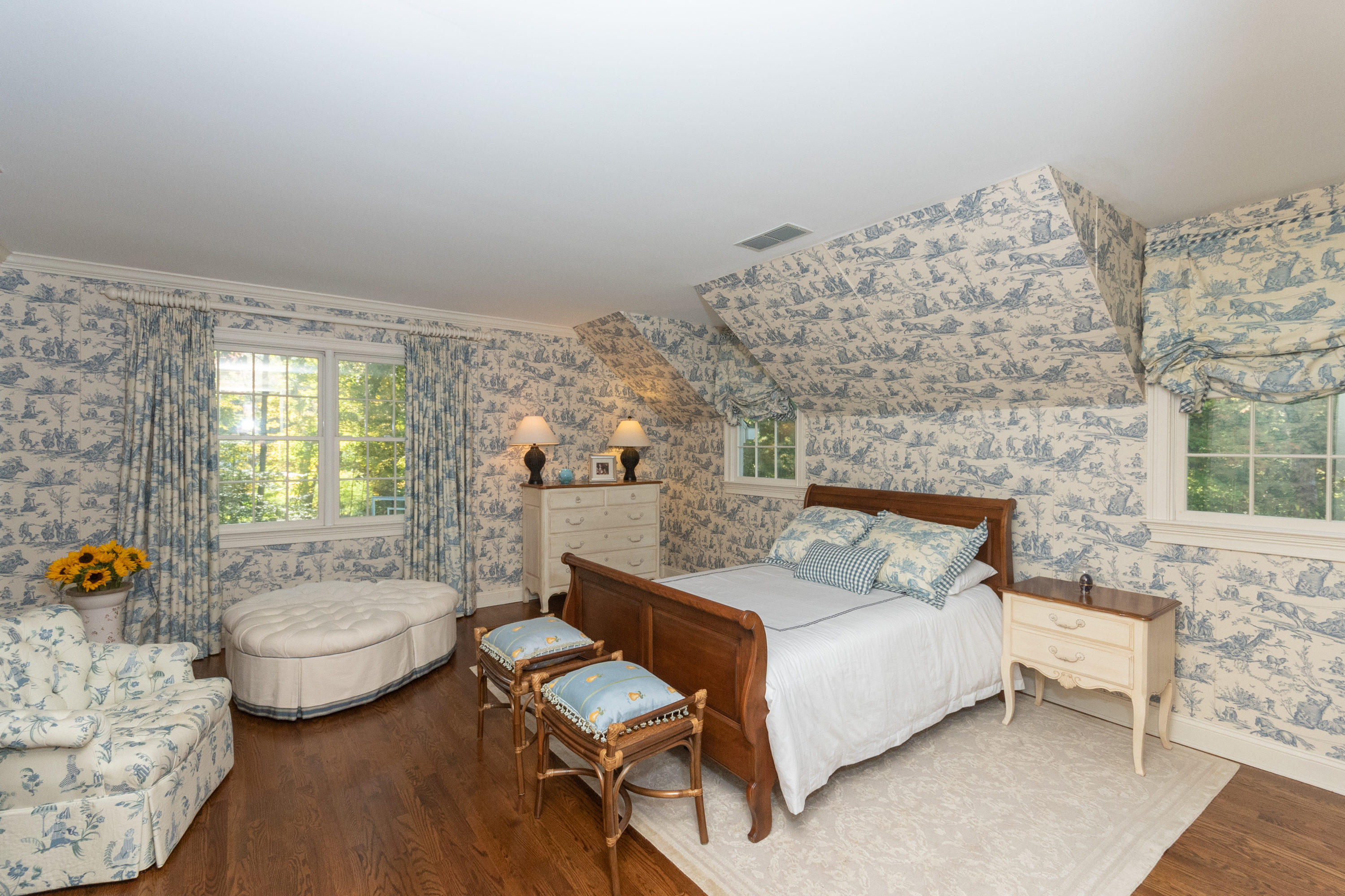 16 Shagbark Road Darien, CT 06820 - Photo 31 of 55 a bedroom with furniture and a large window