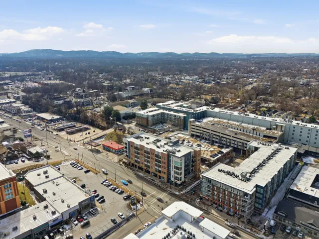 a view of tall buildings