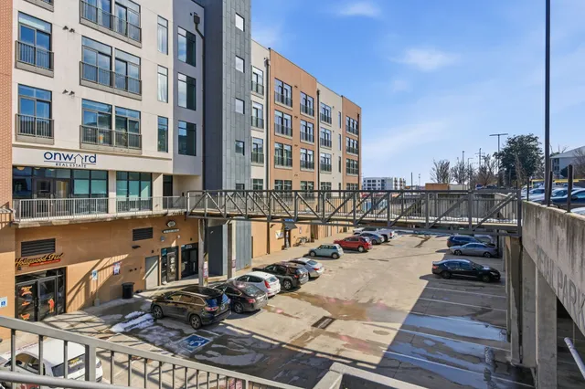 a view of a building and a street