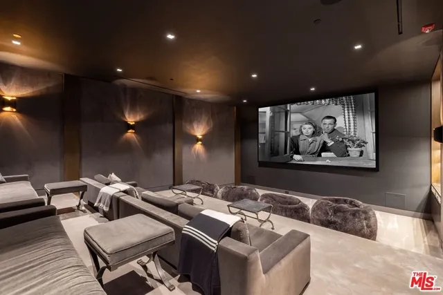 a dinning room with lots of furniture and view kitchen