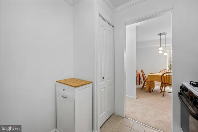 a view of a hallway with workspace