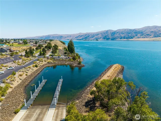 a view of a lake with a mountain