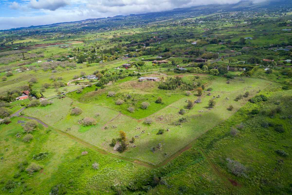 a view of a lush green field