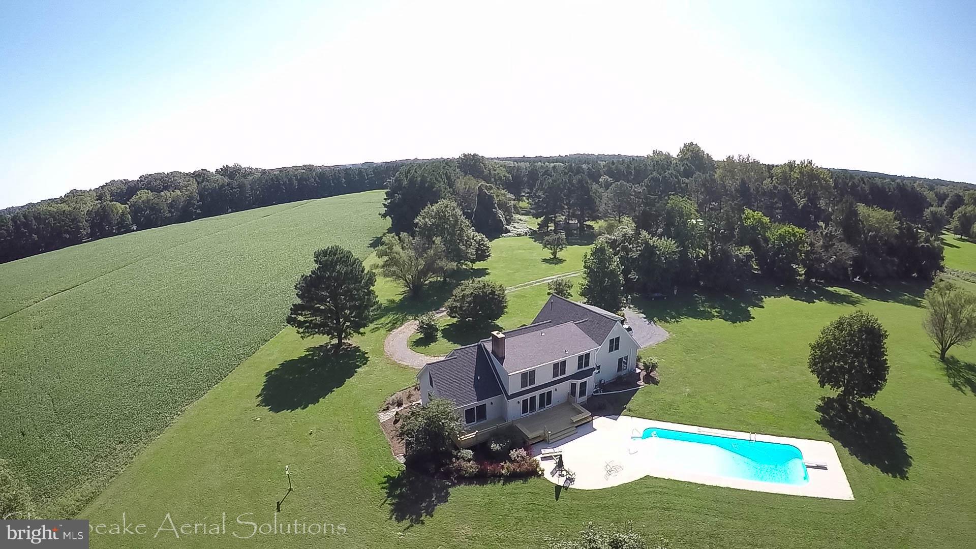 Aerial of Farmland and Pool