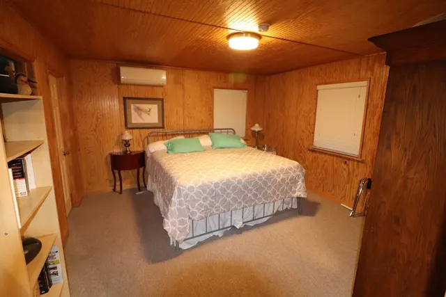 a view of a dry yard with trees