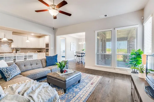 an entryway with a dining room