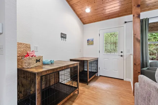 a view of a chairs and table in the patio