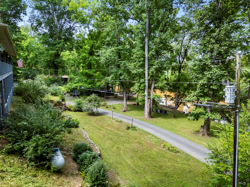 204 Hiawassee River Road Murphy, NC 28906 - Photo 72 of 79 a view of a garden with plants and a bench
