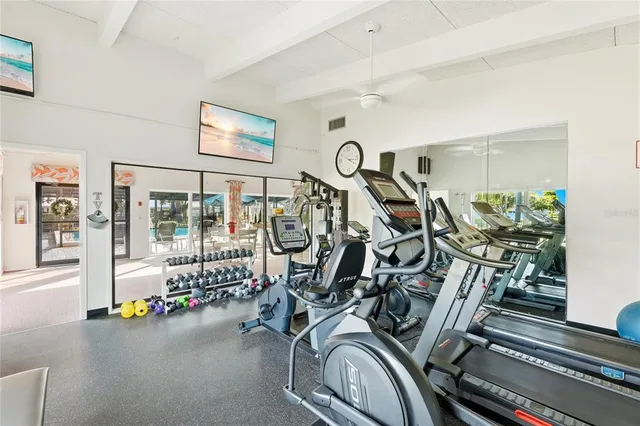 a view of a room with gym equipment