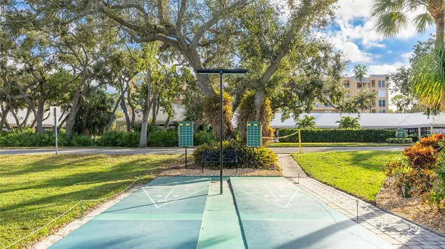 a view of a swimming pool with a garden