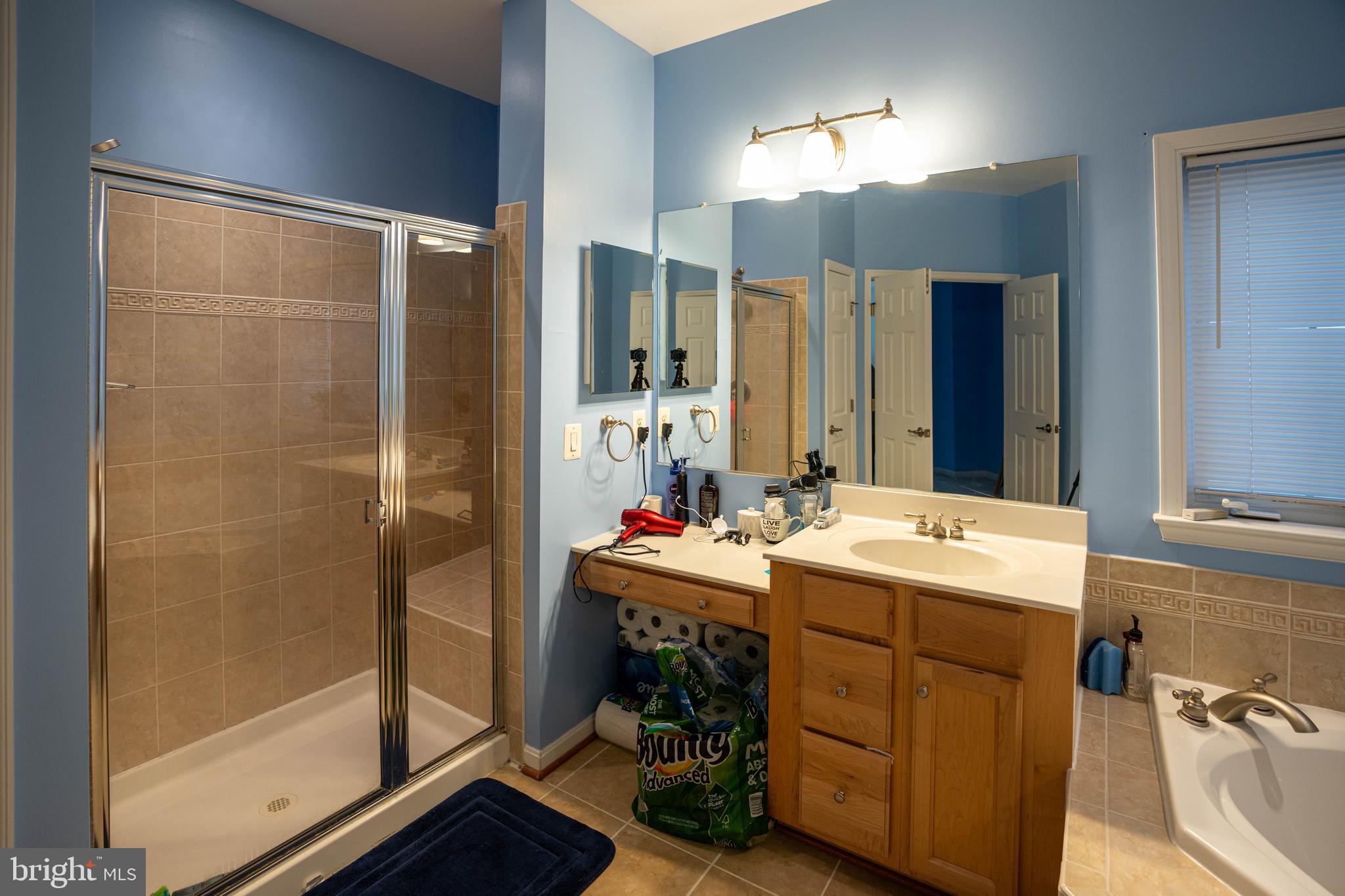 9571 Linnett Hill Drive Lorton, VA 22079 - Photo 20 of 27 a bathroom with a sink mirror and shower