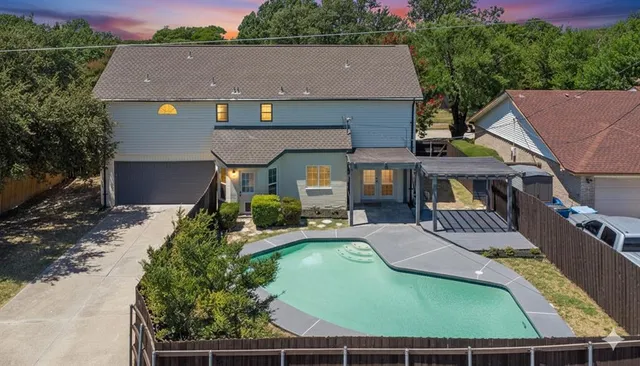 an aerial view of a house