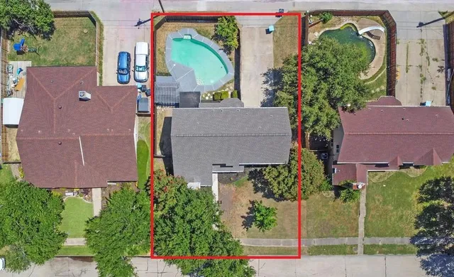 an aerial view of a house