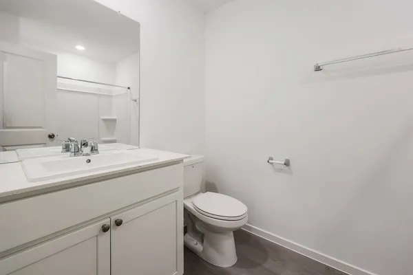a bathroom with a sink toilet and vanity