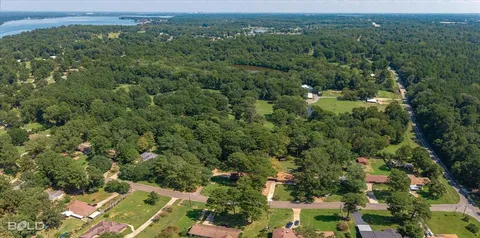 an aerial view of a houses with a lush green hillside