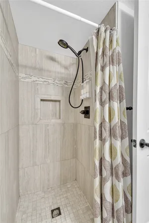 a bathroom with a shower
