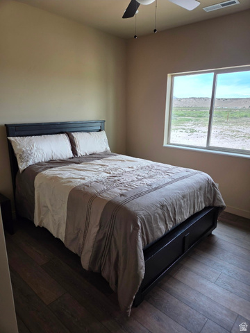 9381 South Sevier Riv Ranch Levan, UT 84639 - Photo 43 of 58 Wood-finish flooring, ceiling fan with integrated lighting, and a large window