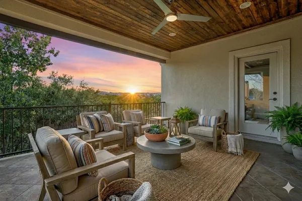 a living room with furniture