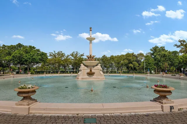 a front view of a garden