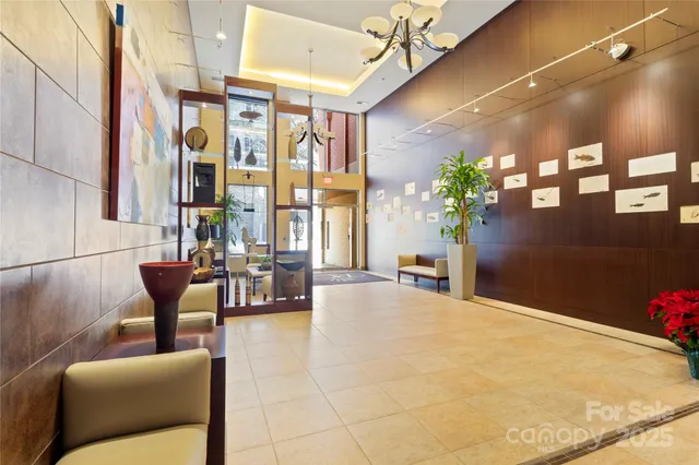 a balcony with seating space