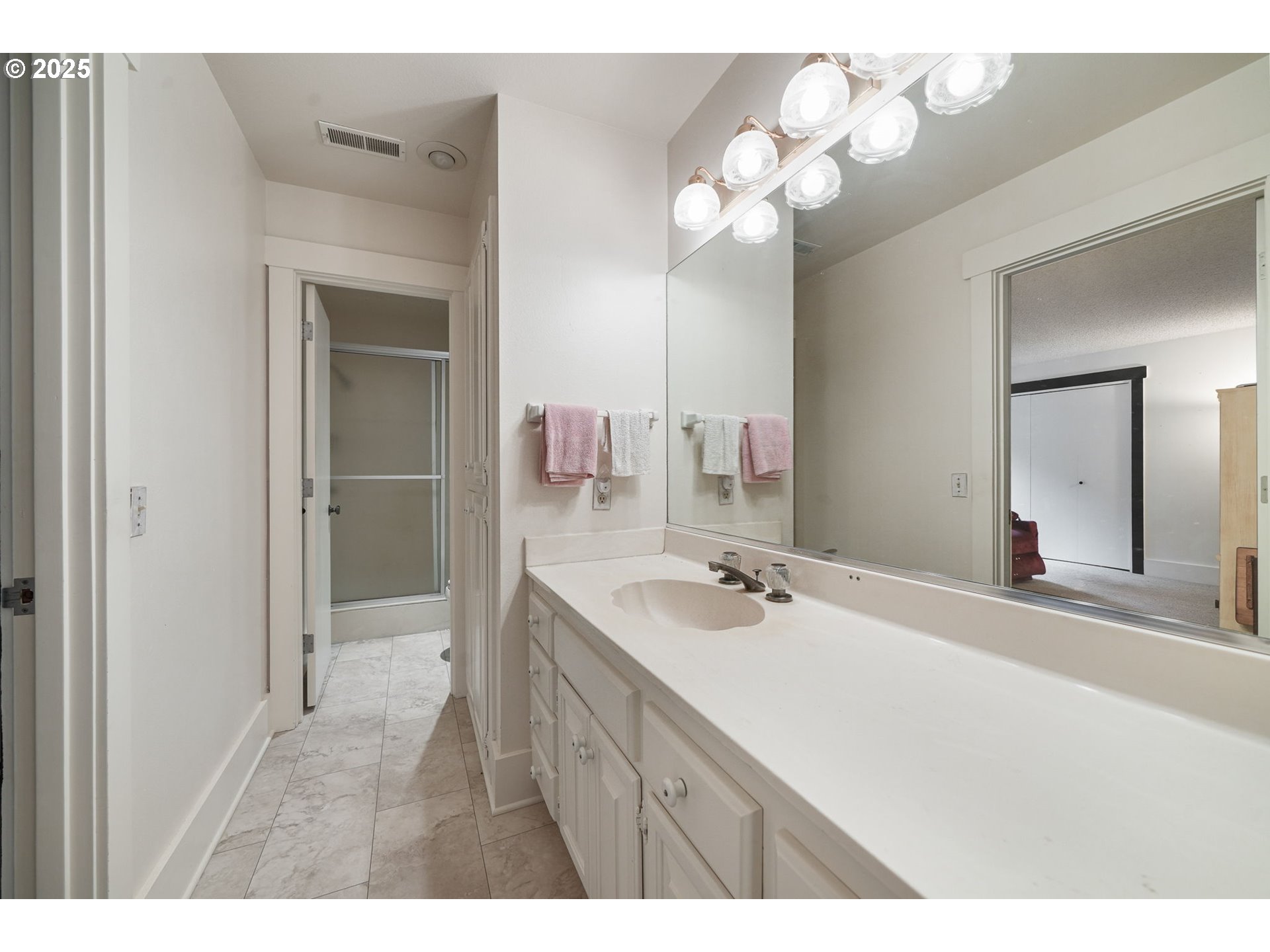 27415 Siuslaw Road Lorane, OR 97451 - Photo 31 of 48 a bathroom with a sink vanity and a mirror