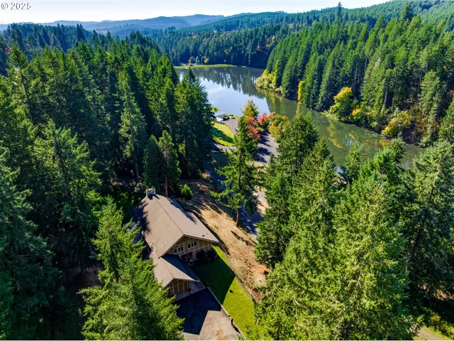 a view of a garden with a lake