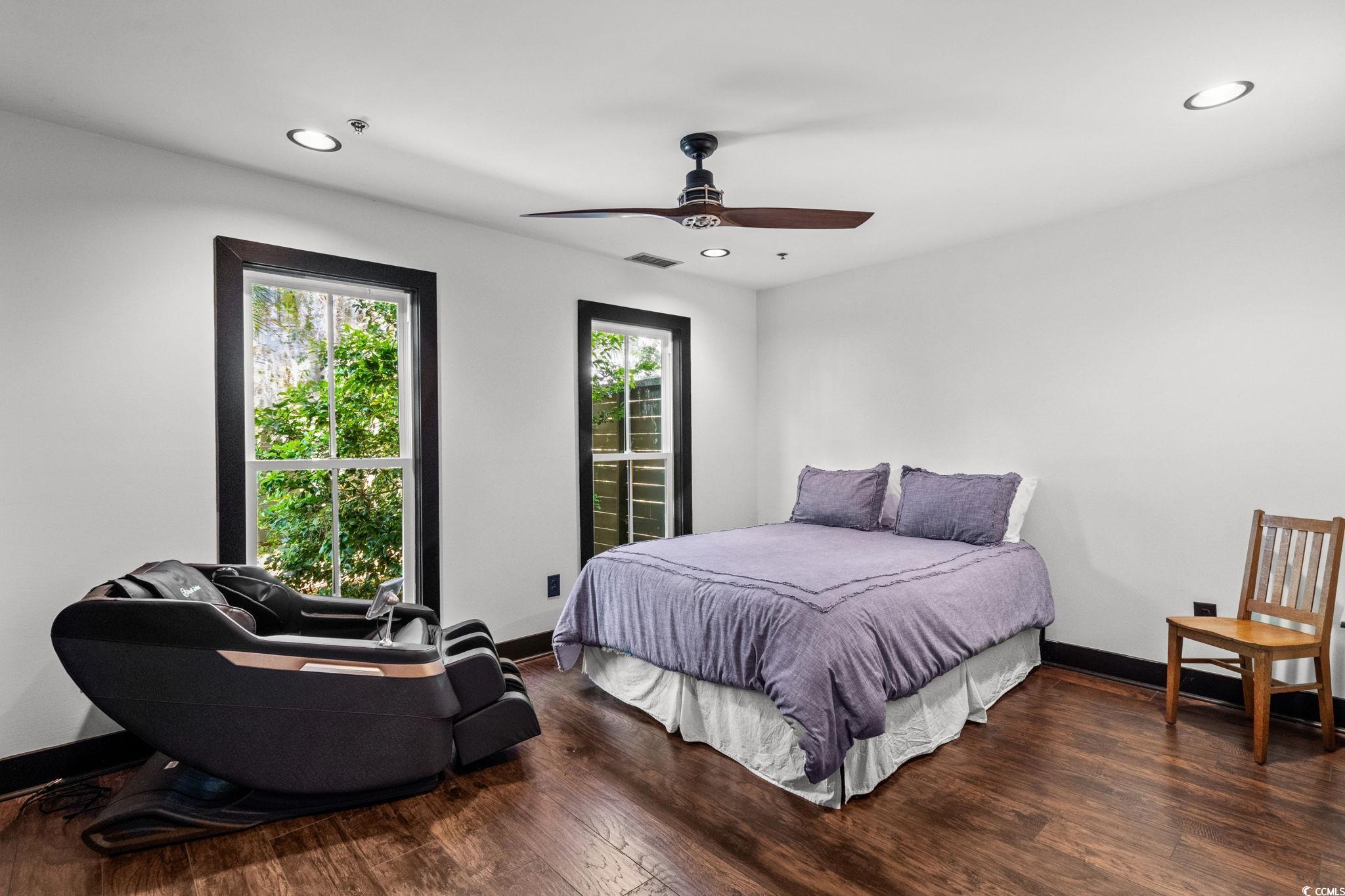 34 Shady Moss Loop, Unit 34 Murrells Inlet, SC 29576 - Photo 24 of 40 Bedroom featuring dark wood-style floors, ceiling fan, and recessed lighting