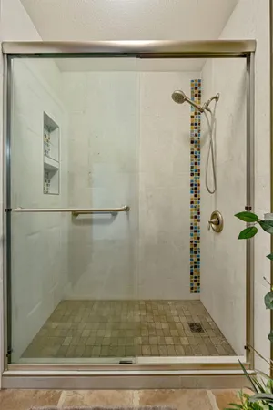 a bathroom with a shower