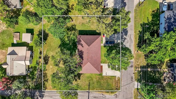 an aerial view of a house