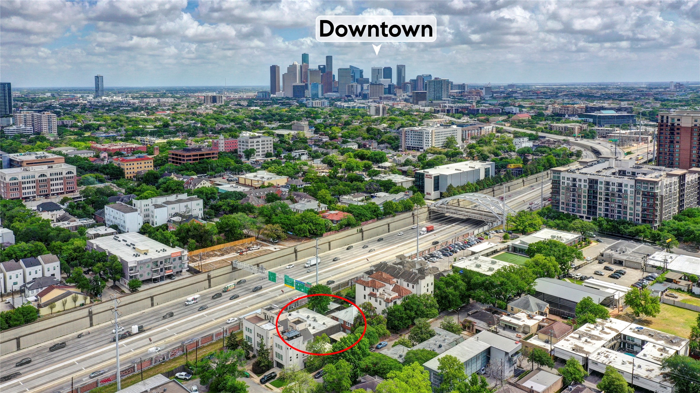 1122 Autrey Street, Unit 5 Houston, TX 77006 - Photo 22 of 32 Incredible location, just 3.4 miles to Downtown, 2.2 miles to The Medical Center, and 5.6 miles to The Galleria. Note location of condo in red circle lower left. Easy access to I 69 and one block from Montrose Blvd.