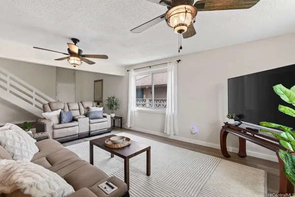 a living room with furniture