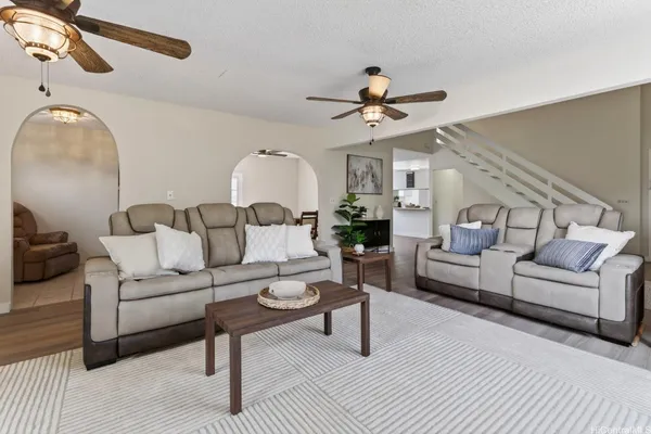 a living room with furniture