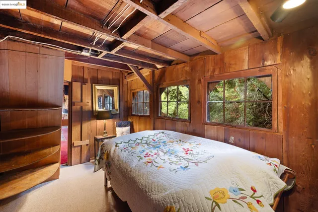 a view of a yard with large trees