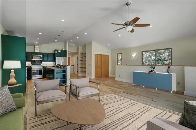 a view of outdoor space with trees all around