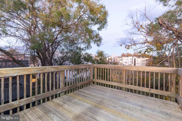 a view of a wooden deck