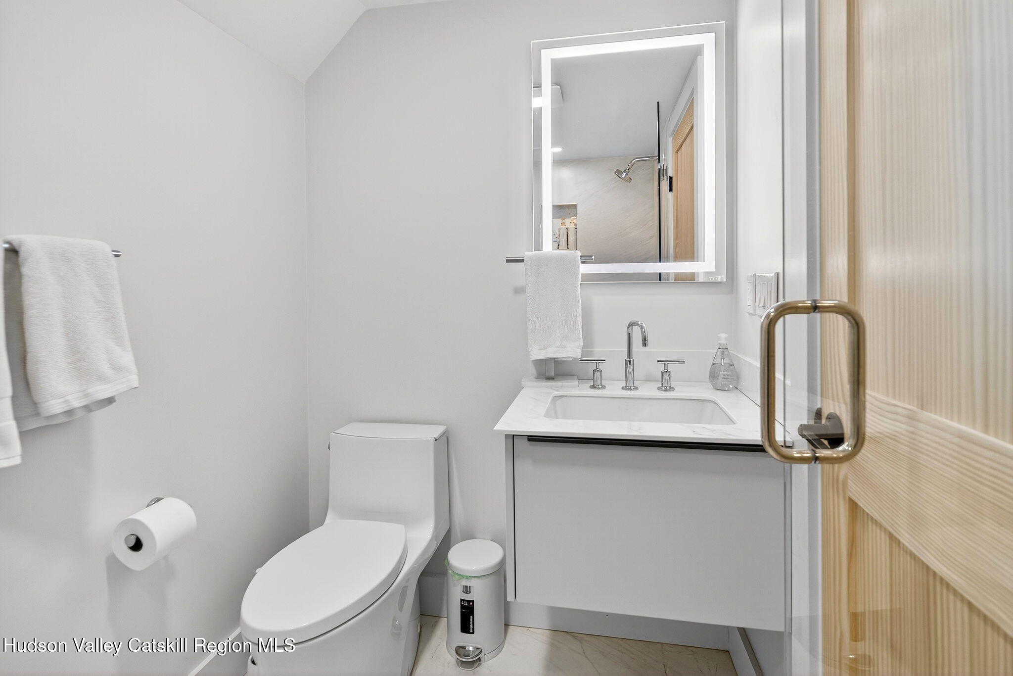 110 Old Road Windham, NY 12496 - Photo 30 of 66 a bathroom with a toilet sink and mirror