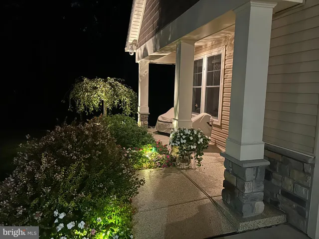 a view of a bunch of flowers in front of a house